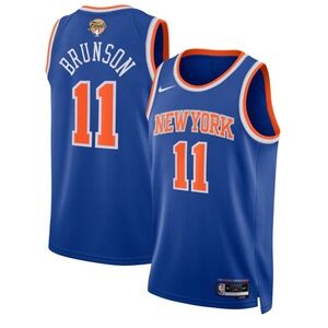 New York Knicks Brunson Nike Blue 2026 Finals Patch Swingman Jersey Icon Edition